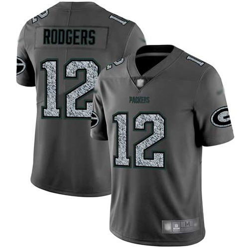 Green Bay Packers Limited Gray Men #12 Rodgers Aaron Jersey Nike NFL Static Fashion